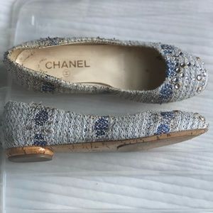 Chanel tweed ballerina flats